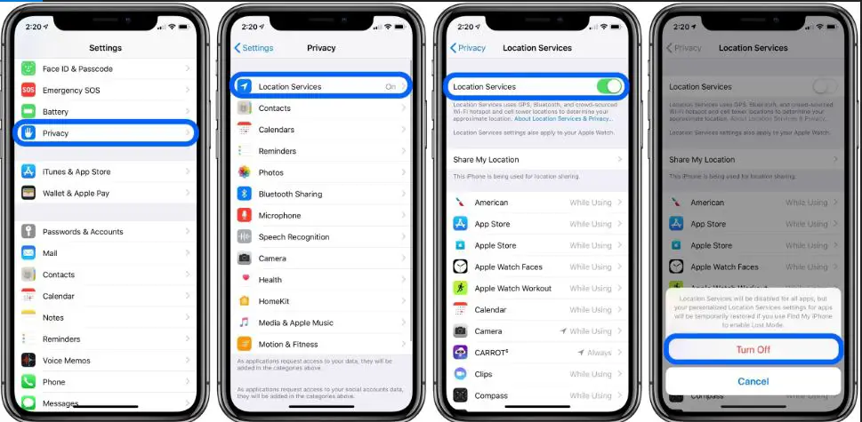 how to disable tracking on iphone