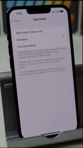 Allow data modes on 5G, Standard/Low Mode on iPhone 13