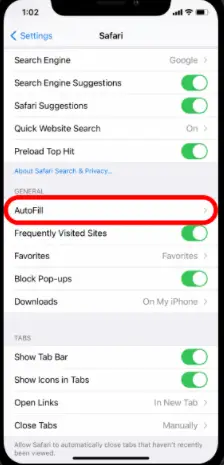 safari autofill feature on iPhone