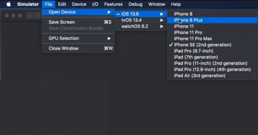 How to choose iPad or iPhone version on Xcode simulator