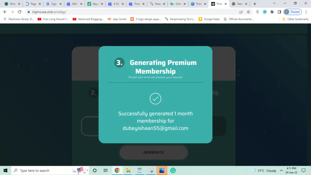 Prodigy premium membership generator